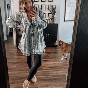 Free People Charlie denim button-down tunic/mini dress